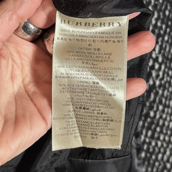 Burberry Black Leather Sleeves Wool Tweed Coat - Picture 8 of 15